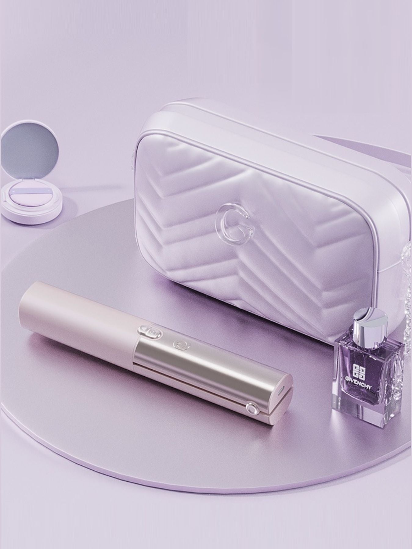 Pink cordless automatic hair curling iron by Trendsi with a sleek design and ergonomic handle for easy styling.