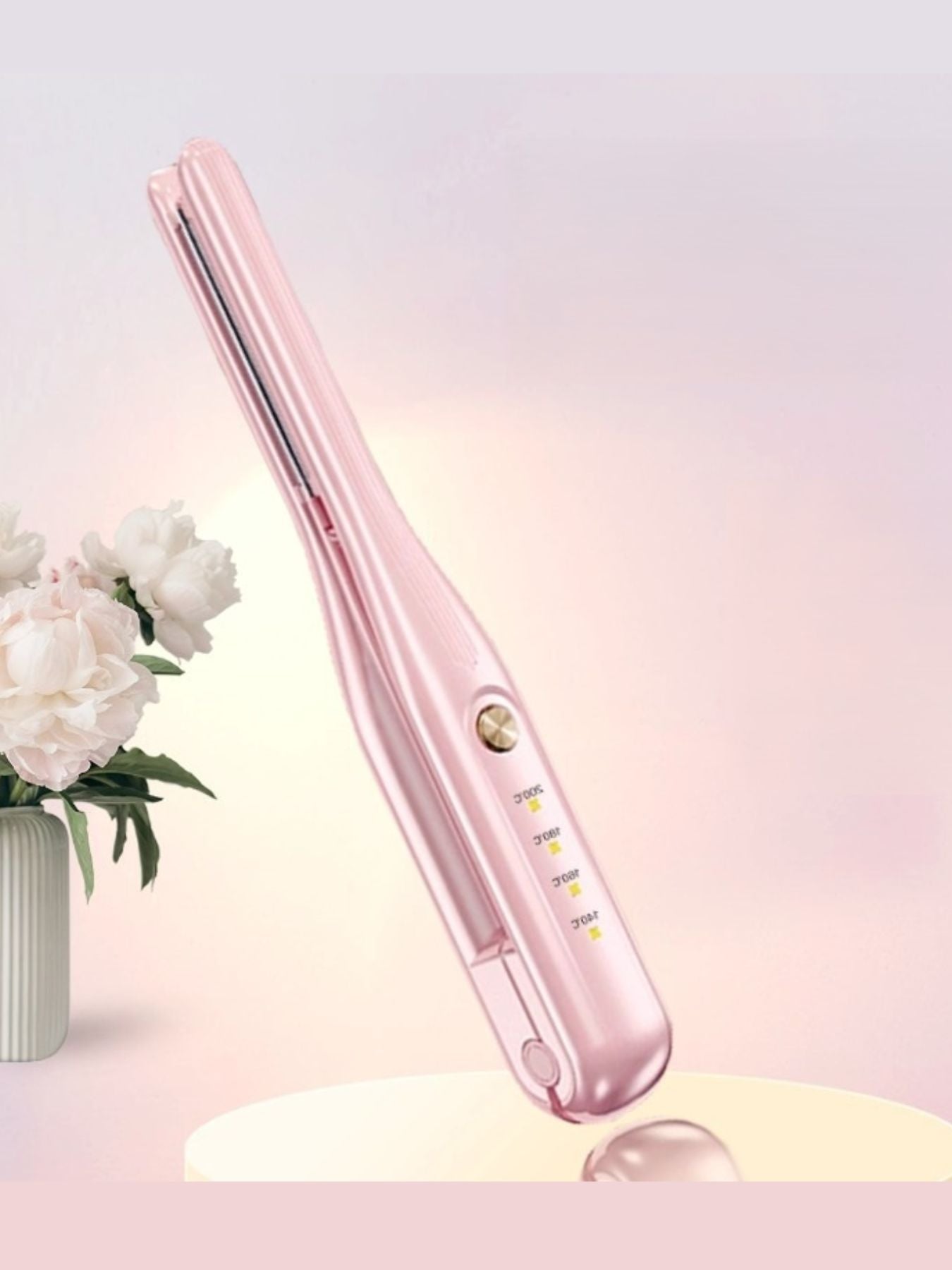 Pink Trendsi fast heating hair straightener with ceramic plates, ideal for sleek, straight styles and quick heat-up.