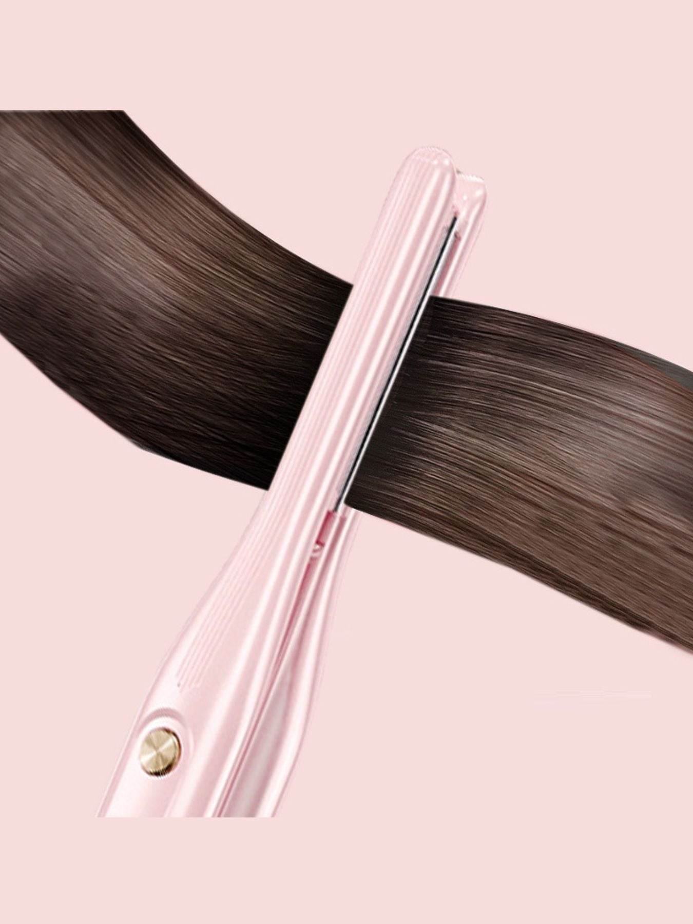 Pink Trendsi fast heating hair straightener with ceramic plates and digital temperature control for smooth, sleek styling.