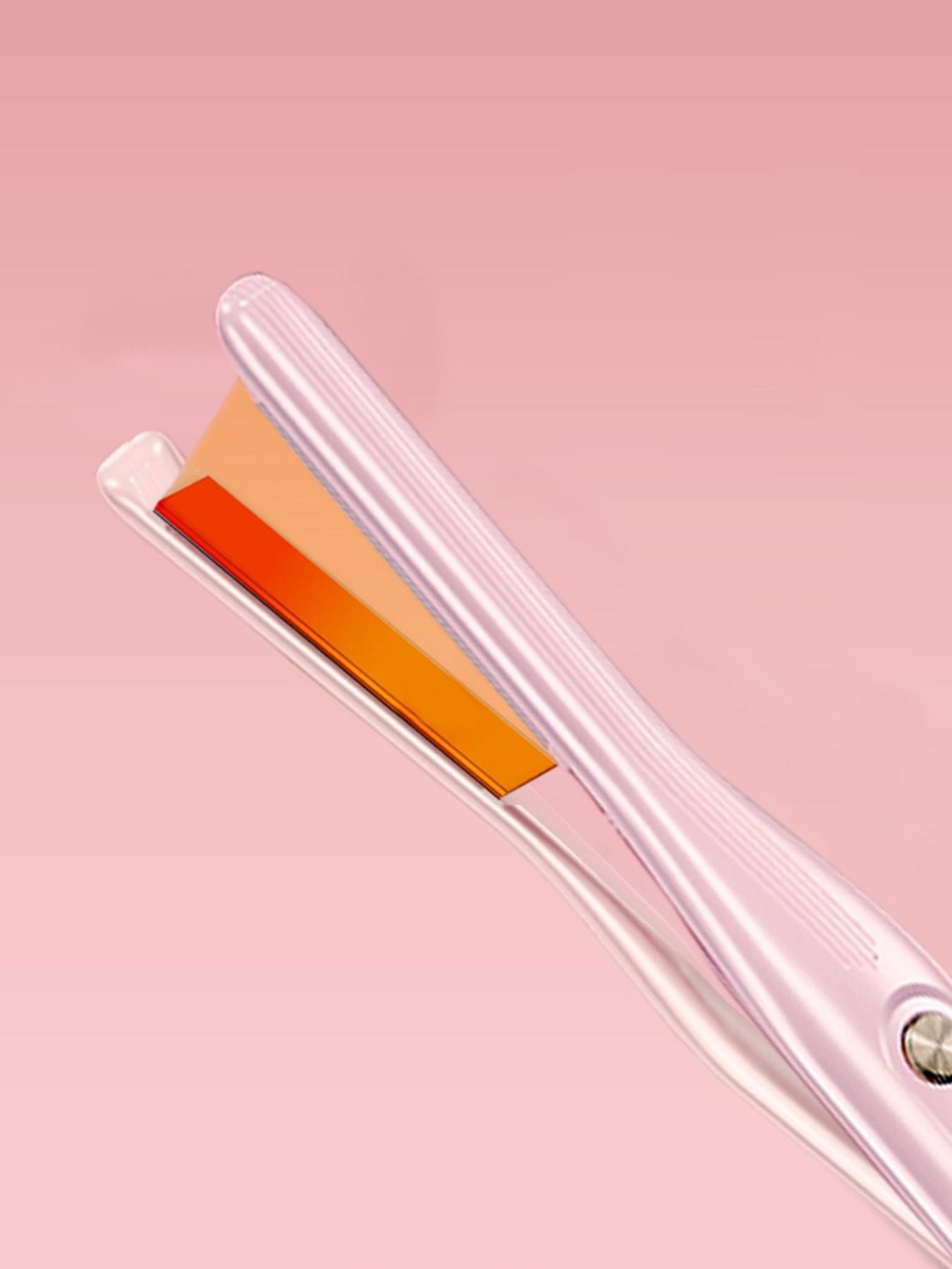 Pink Trendsi fast heating hair straightener with ceramic plates, designed for sleek, straight hair styling.