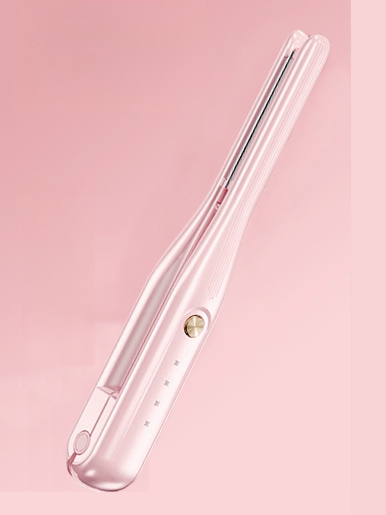 Pink Trendsi fast heating hair straightener with ceramic plates, sleek design, ideal for smooth, straight hair styling.