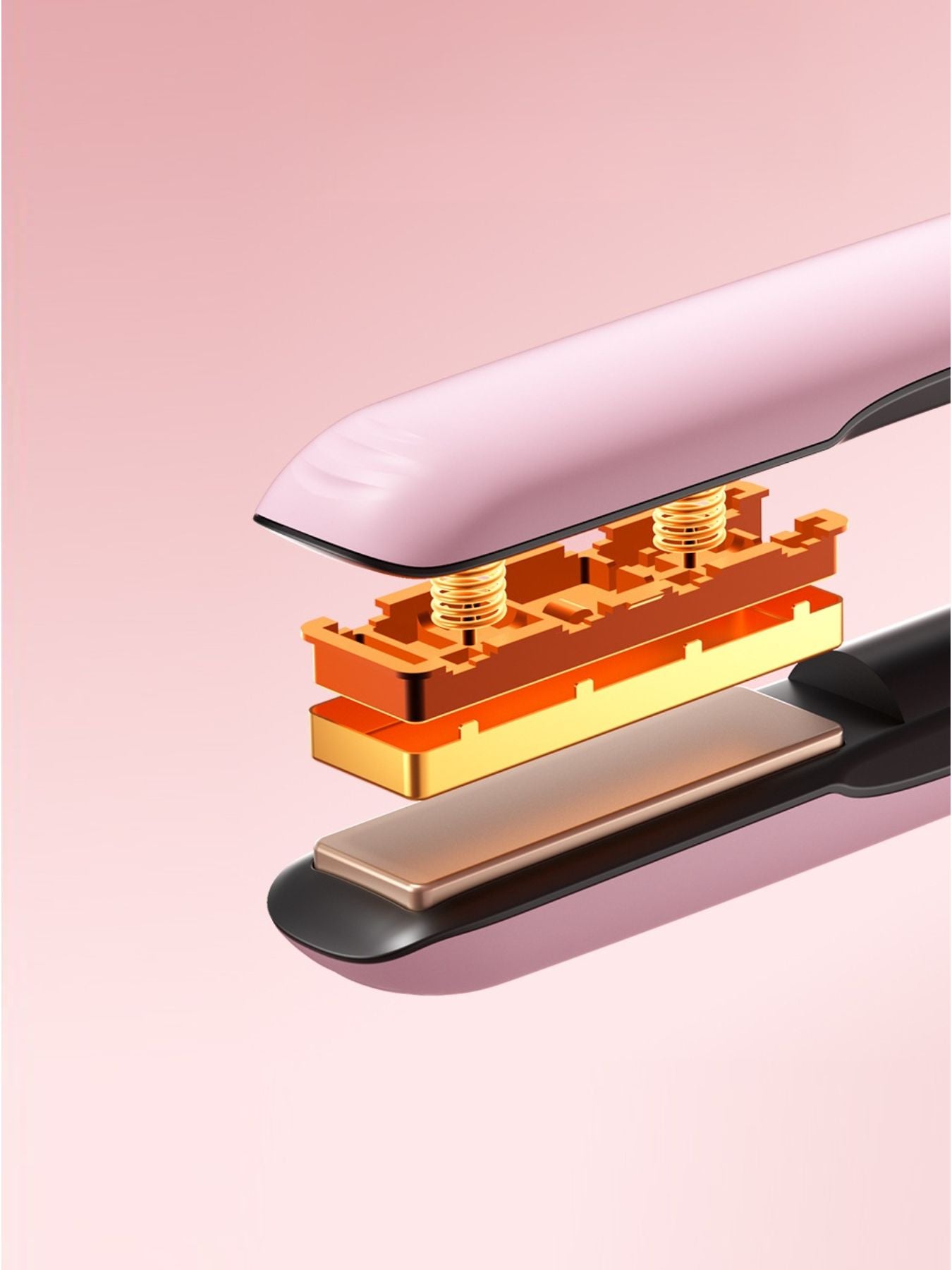 Pink portable cordless hair straightener from Trendsi, compact and lightweight for easy styling on the go.