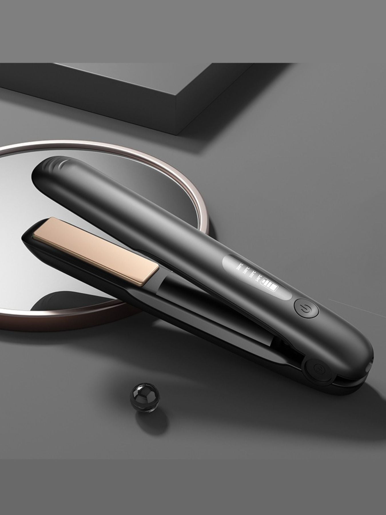 Pink portable cordless hair straightener by Trendsi, compact and lightweight for easy styling on the go.