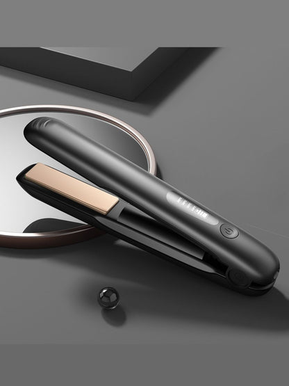 Pink portable cordless hair straightener by Trendsi, compact and lightweight for easy styling on the go.