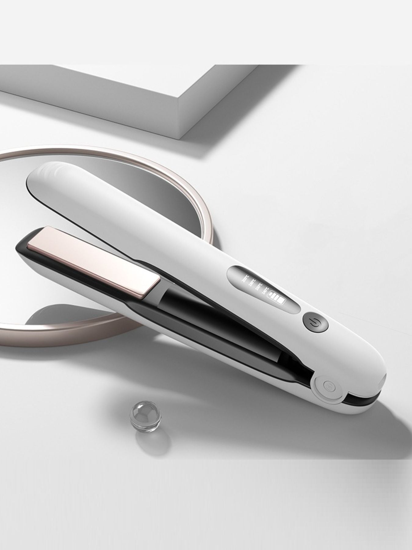 Pink portable cordless hair straightener from Trendsi with compact design for on-the-go styling and easy use.