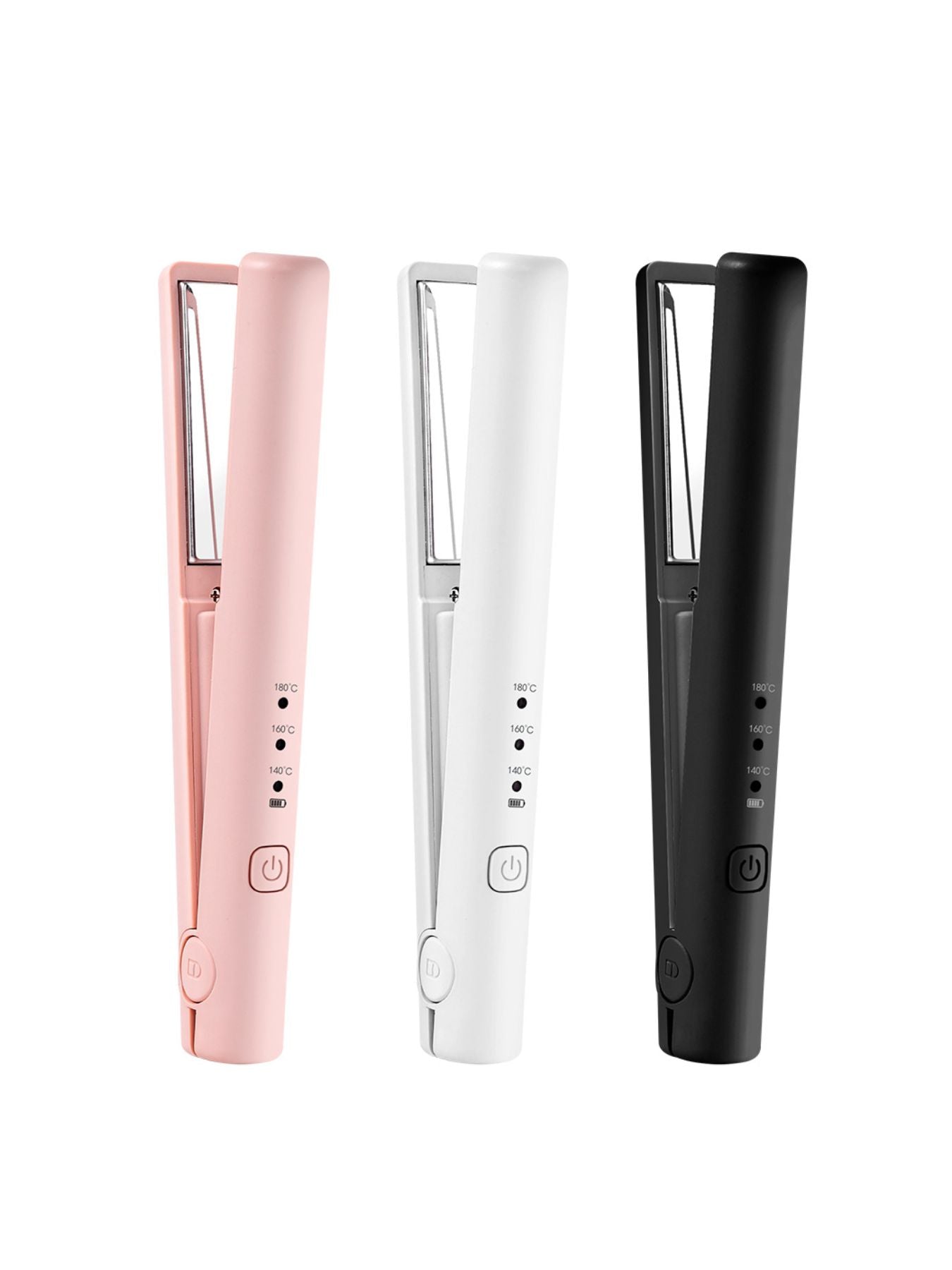 Pink Trendsi cordless rechargeable mini hair straightener with compact design and ceramic plates for easy styling on the go.