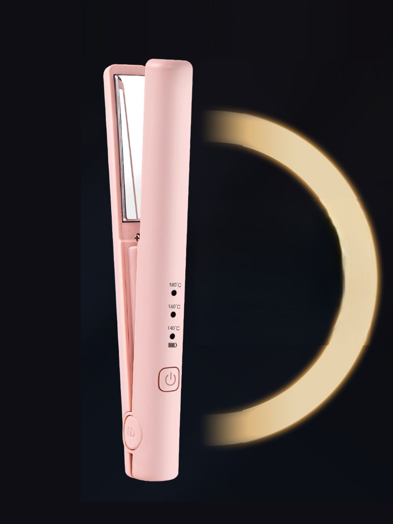 Pink Trendsi cordless rechargeable mini hair straightener with sleek design for quick styling on the go.