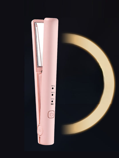 Pink Trendsi cordless rechargeable mini hair straightener with sleek design for quick styling on the go.