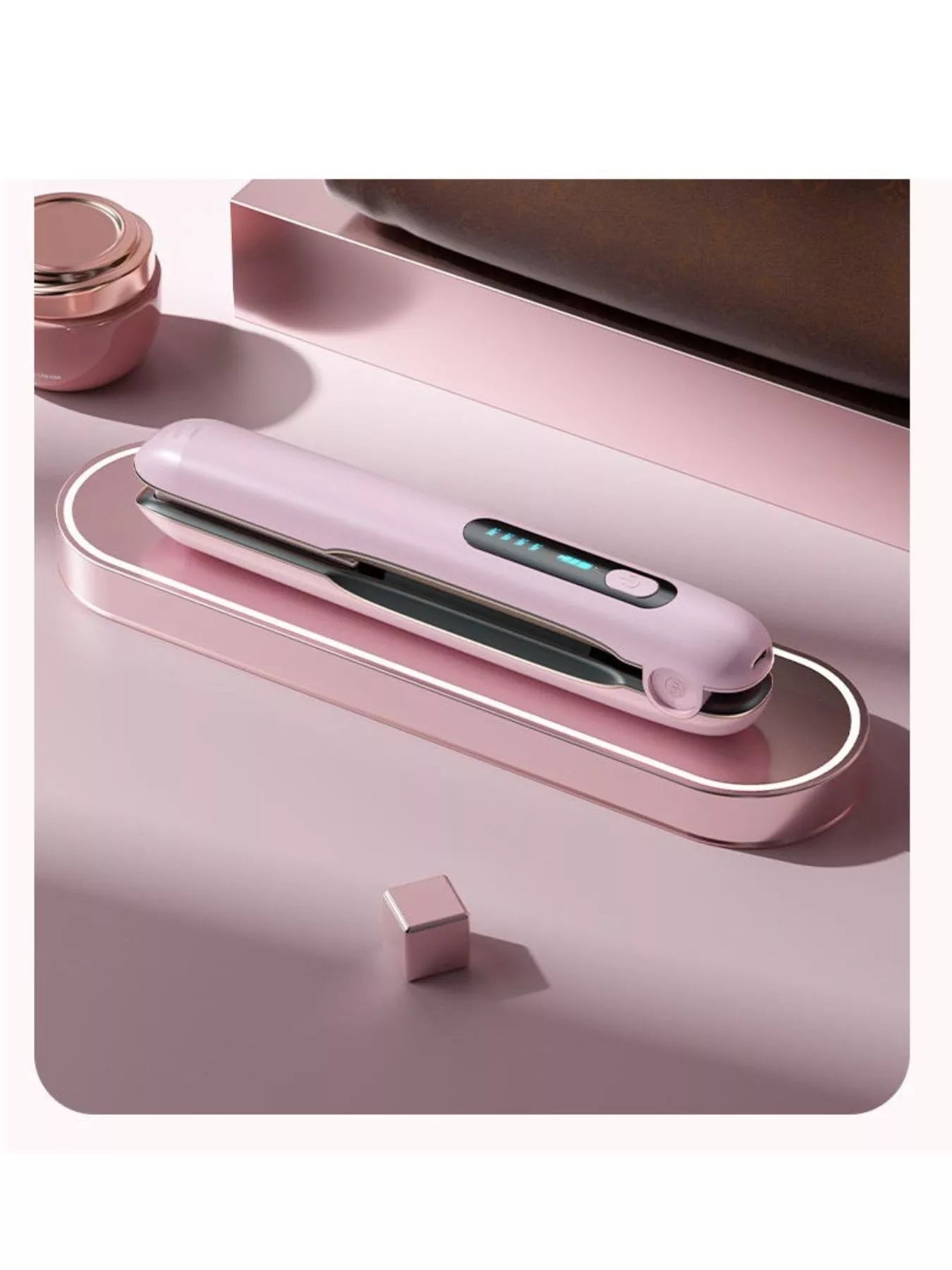 Pink Trendsi fast heating hair straightener with ceramic plates for quick, sleek styling.