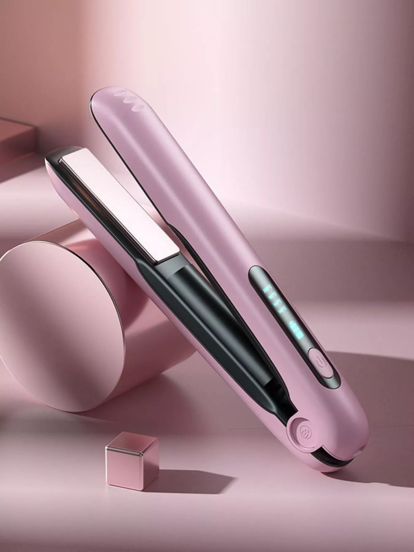 Pink Trendsi fast heating hair straightener with ceramic plates, designed for smooth, sleek styling.