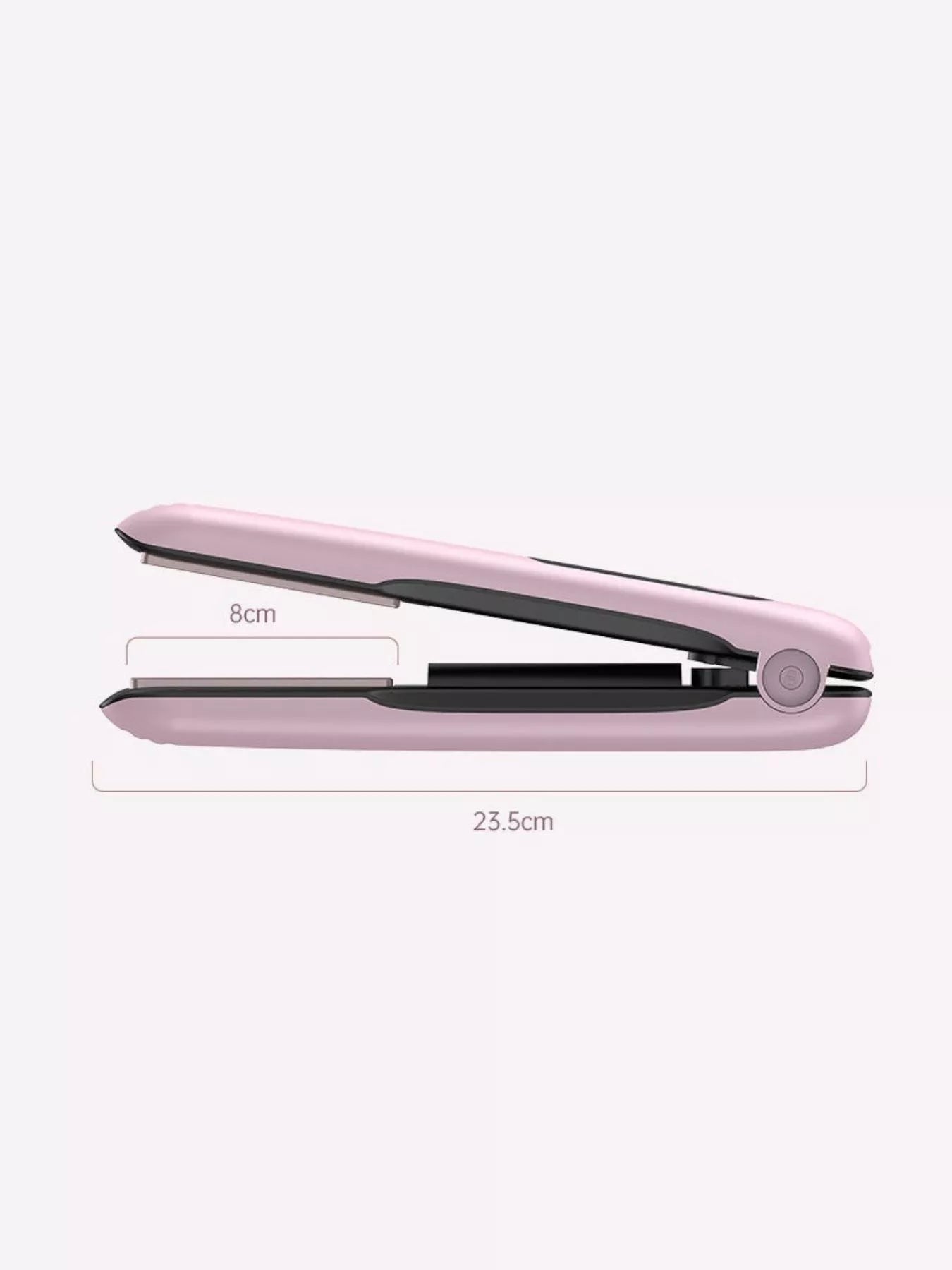 Pink Trendsi fast heating hair straightener with ceramic plates, lightweight design, ideal for sleek, straight hairstyles.