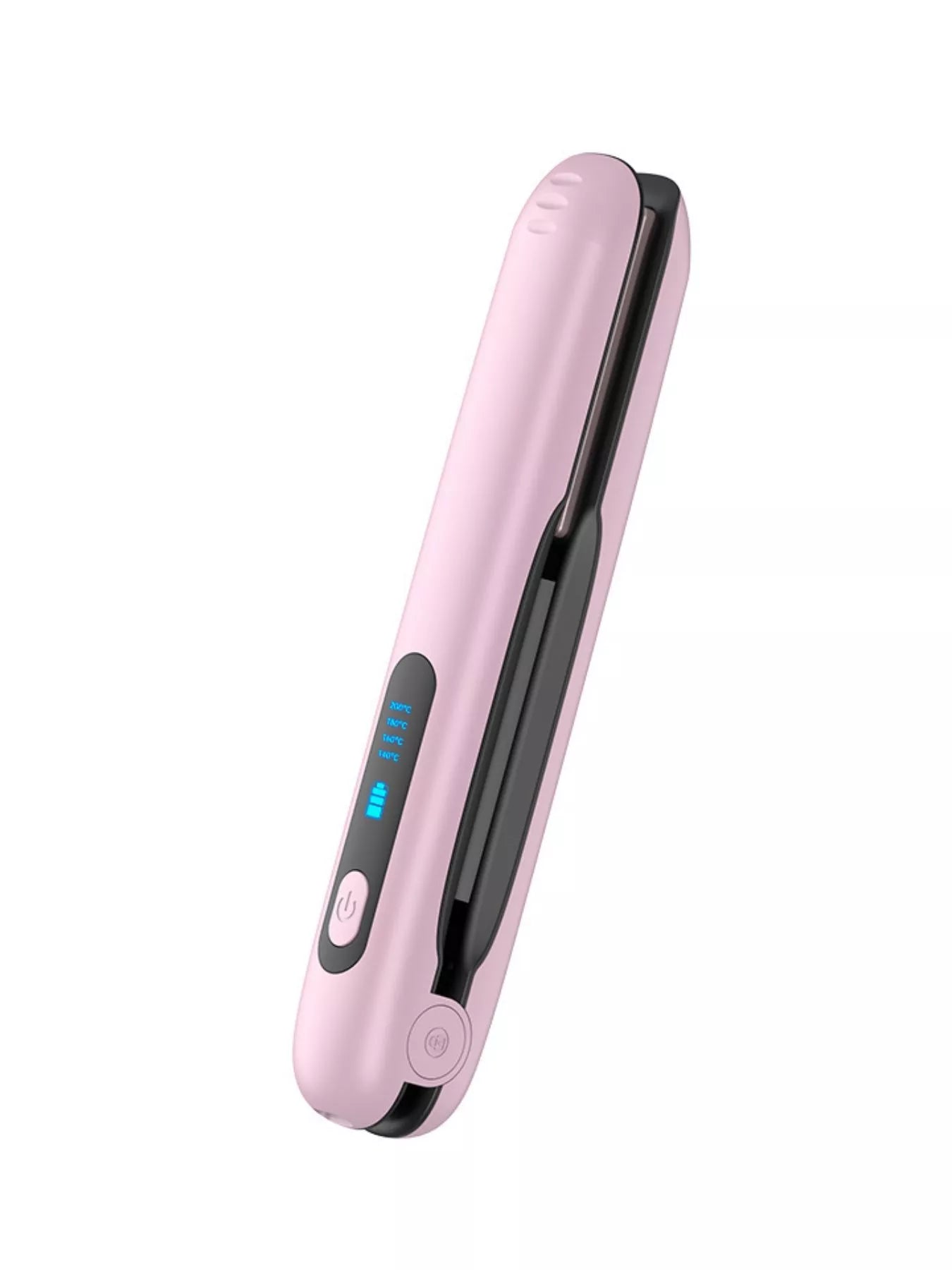 Pink Trendsi fast heating hair straightener with ceramic plates, lightweight design for quick and smooth styling.