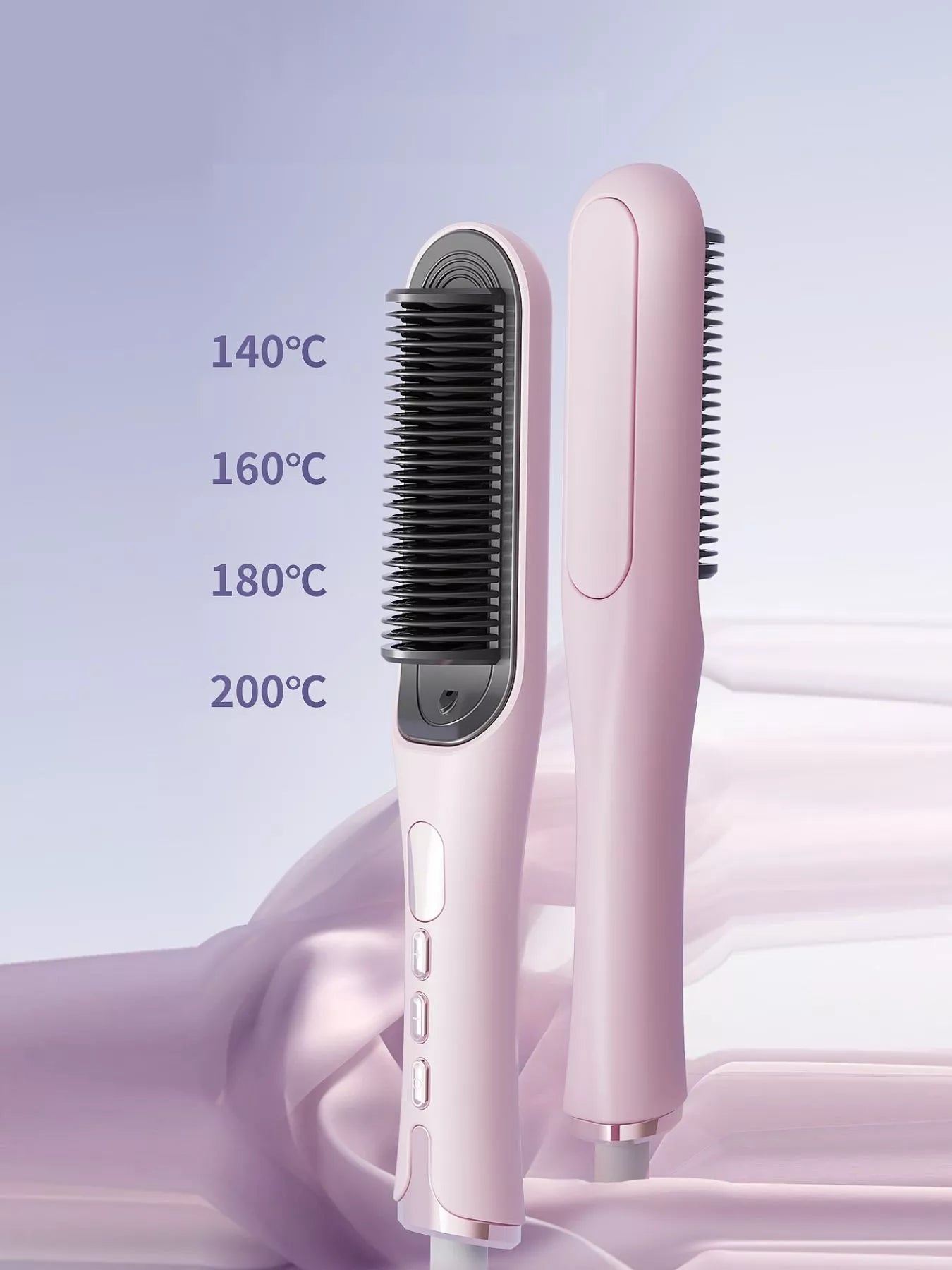 Pink Trendsi fast heating straightening comb with wide teeth for quick, smooth hair styling.