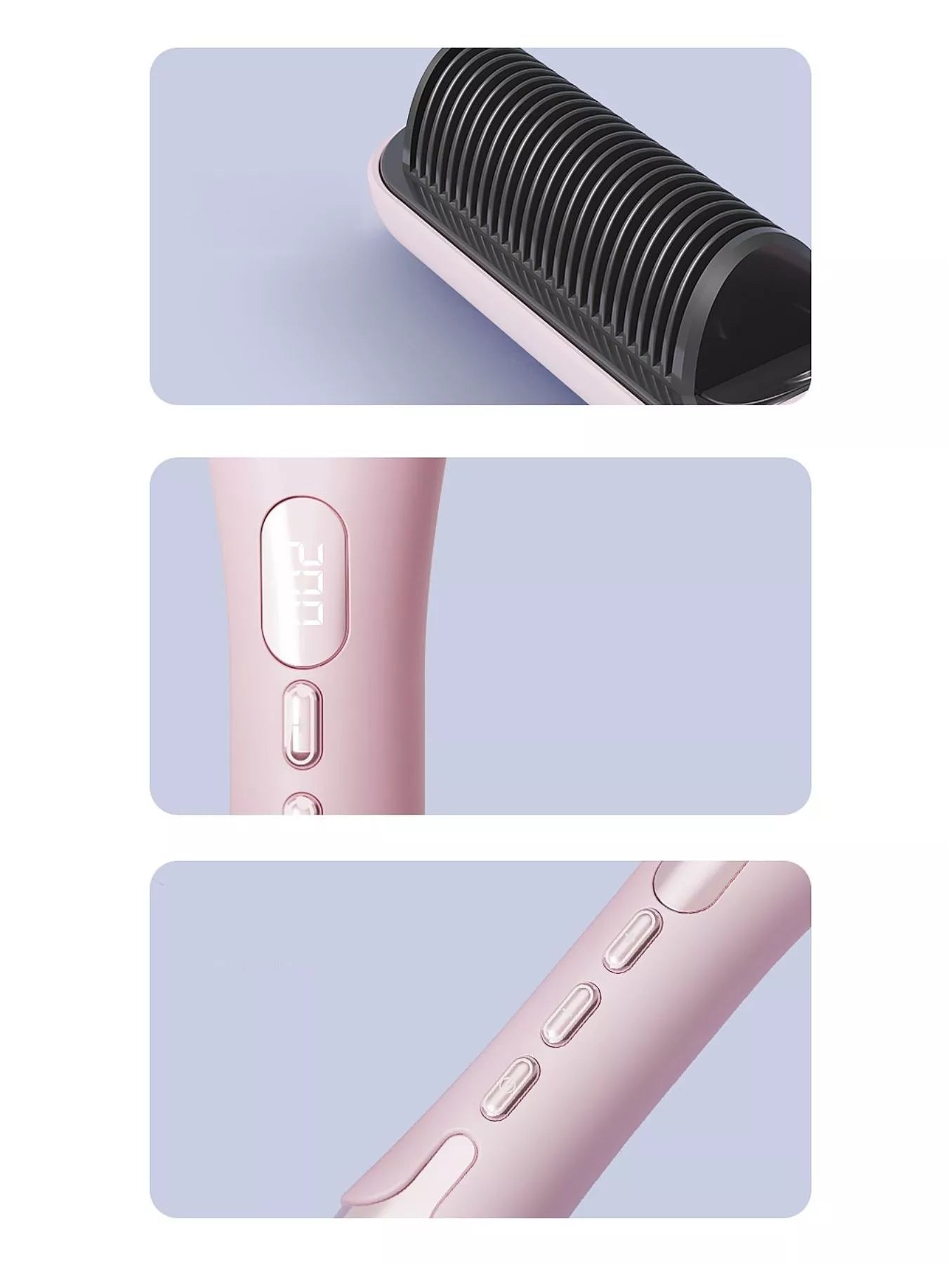 Pink Trendsi fast heating straightening comb with ergonomic handle and adjustable temperature controls, ideal for sleek hair styling.