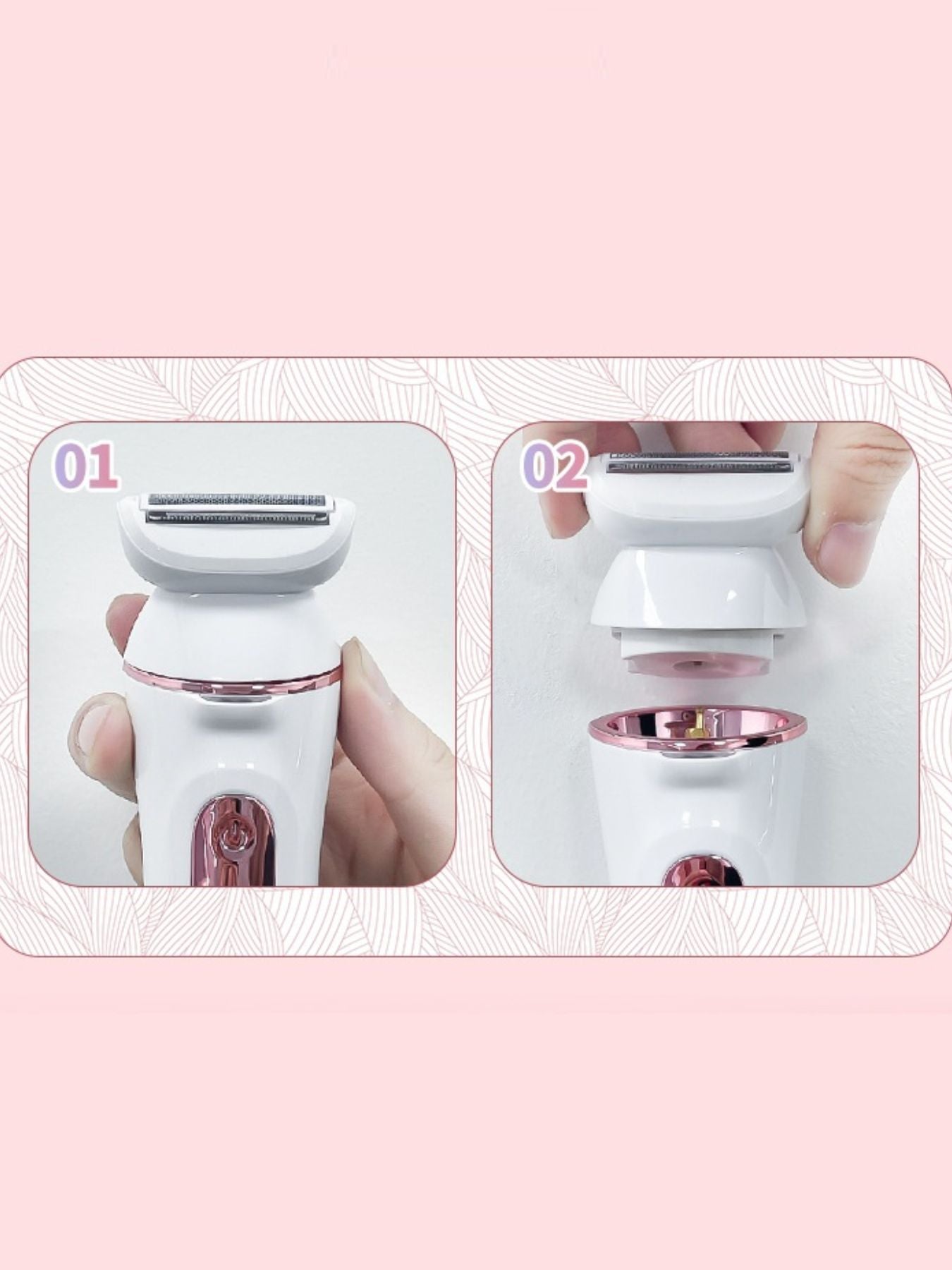 Pink Trendsi painless hair removal epilator with multiple attachments, compact design, and easy grip for smooth skin.