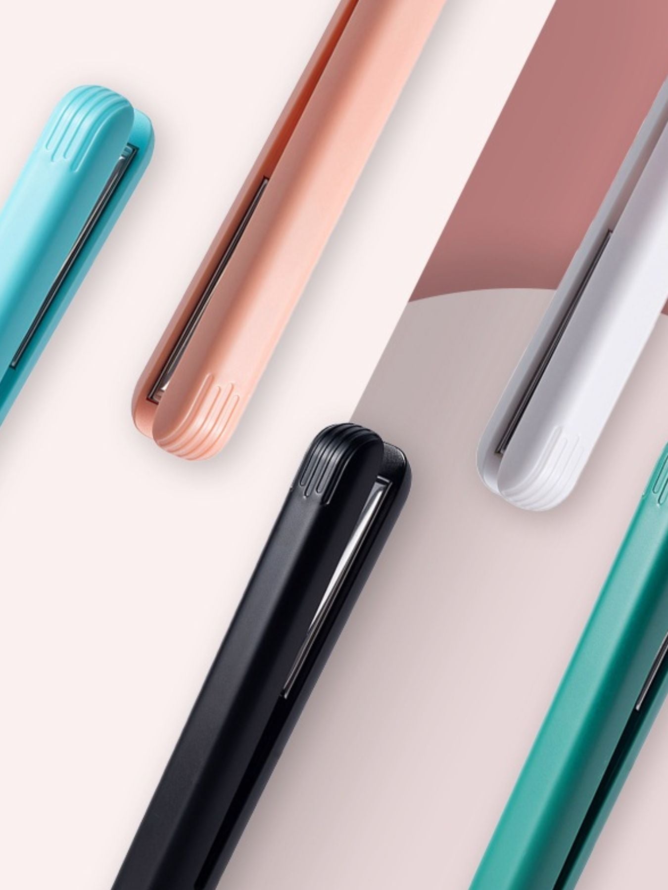 Pink portable cordless hair straightener by Trendsi, compact and lightweight for on-the-go styling.