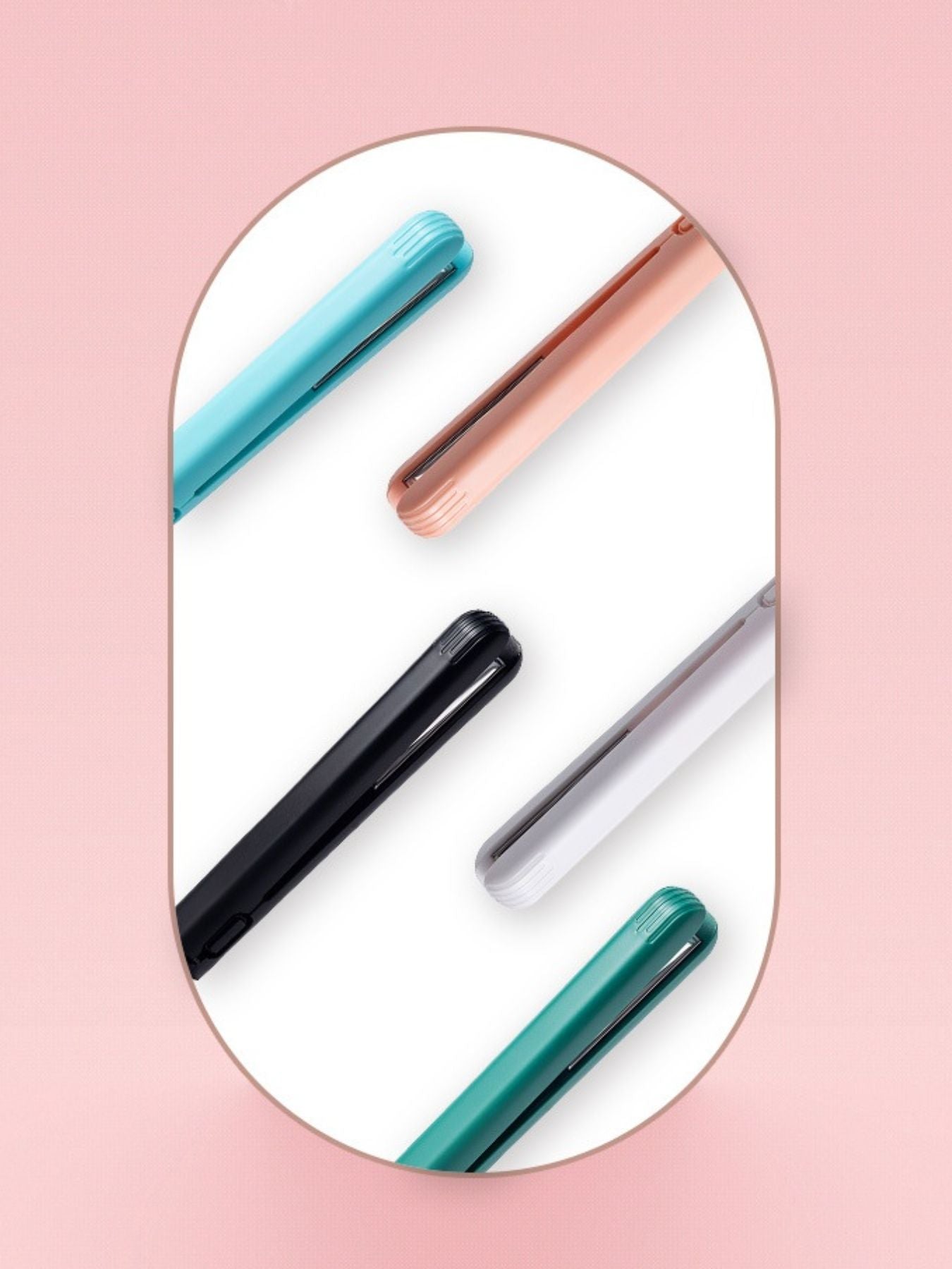Pink portable cordless hair straightener from Trendsi with a sleek design for easy styling on the go.