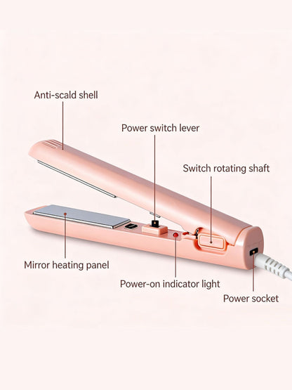 Pink portable cordless hair straightener by Trendsi, compact and easy to use for sleek, straight hair on the go.