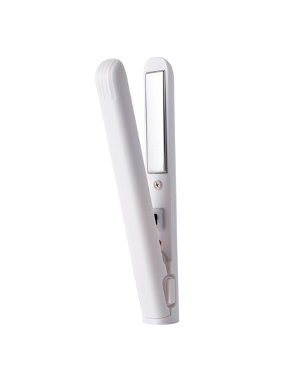 Pink portable cordless hair straightener by Trendsi, compact design with ceramic plates for quick styling on the go.