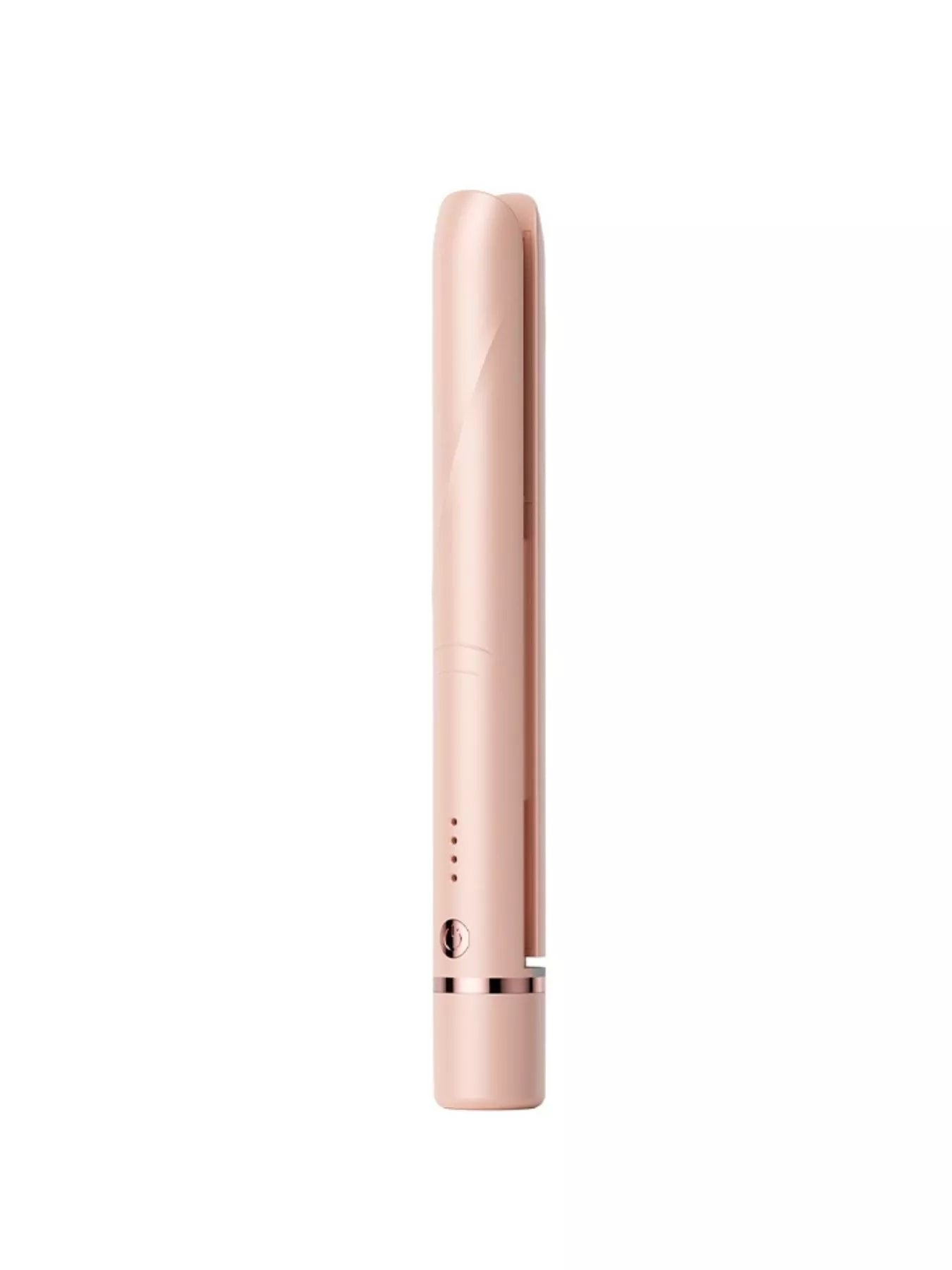 Pink portable hair straightener by Trendsi, compact and lightweight, with ceramic plates for smooth styling on the go.