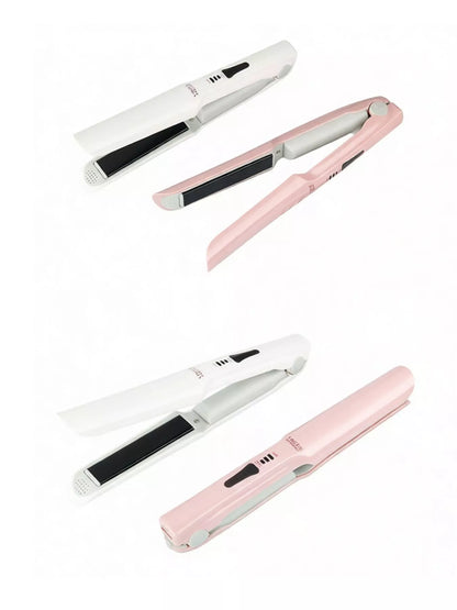 Pink portable hair straightener from Trendsi, compact and lightweight for easy styling on the go.