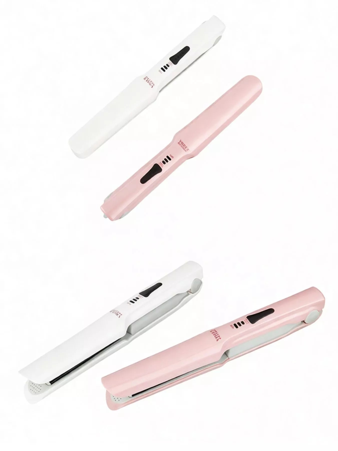 Pink portable hair straightener from Trendsi with compact design, ideal for quick styling on the go.