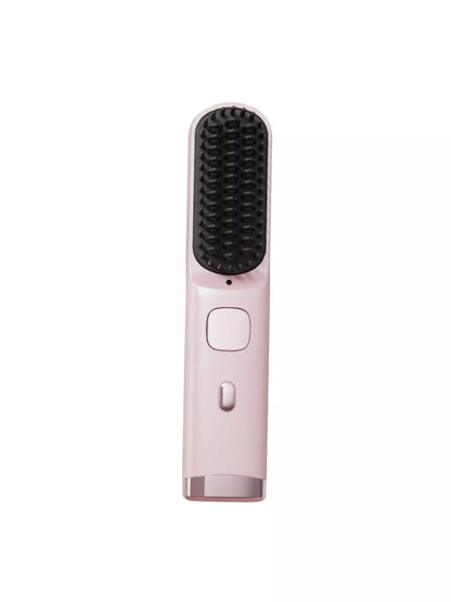 Pink portable heated hair straightening comb by Trendsi with ceramic plates for quick, easy styling on the go.