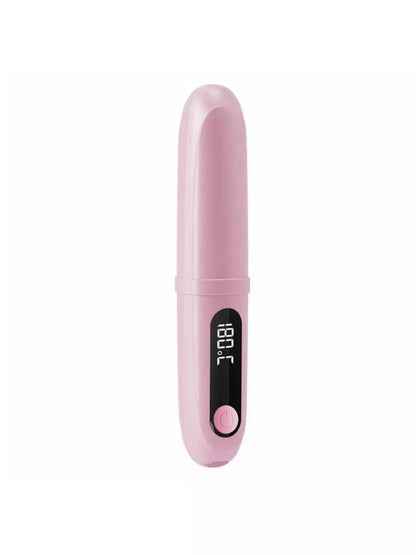 Pink portable heated straightening comb by Trendsi, compact design for quick hair styling and straightening on the go.