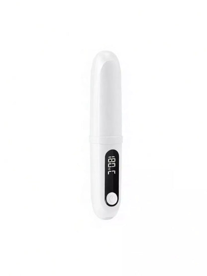 Pink portable heated straightening comb by Trendsi, compact design for quick hair styling and straightening.