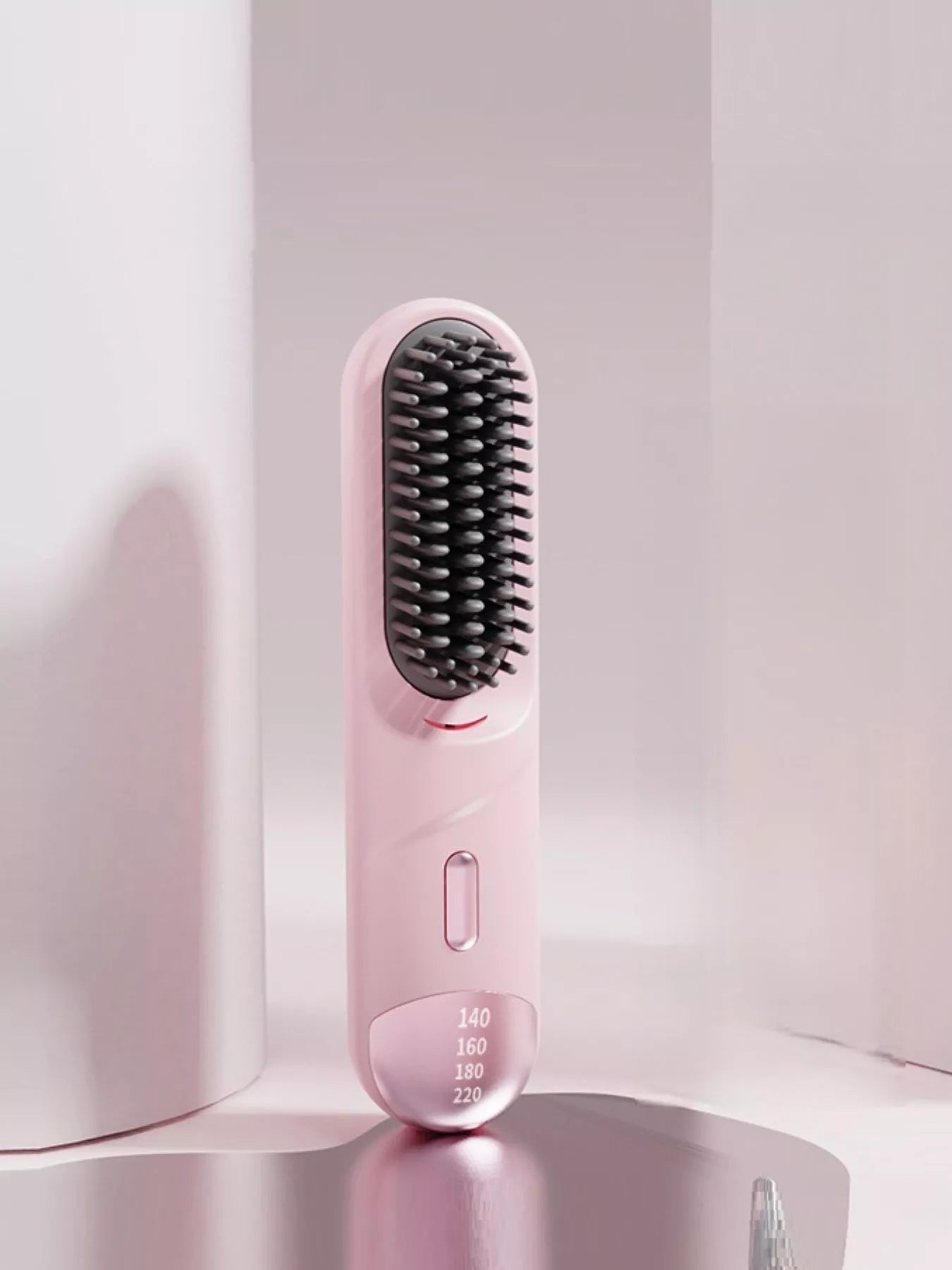 Pink portable heated straightening comb by Trendsi with adjustable temperature control for easy, on-the-go hair styling.