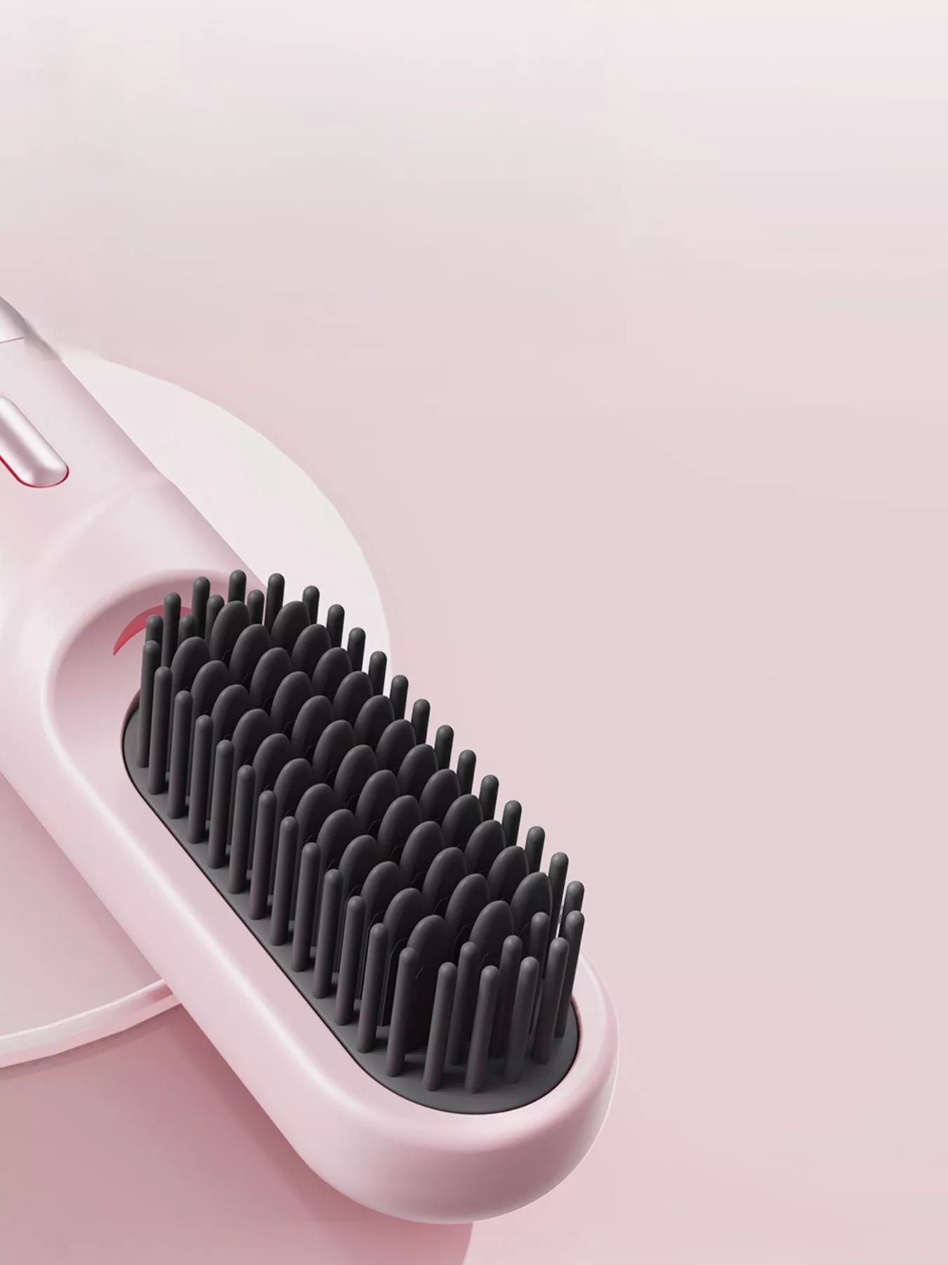 Pink portable heated straightening comb with temperature control, ideal for quick hair styling and straightening.