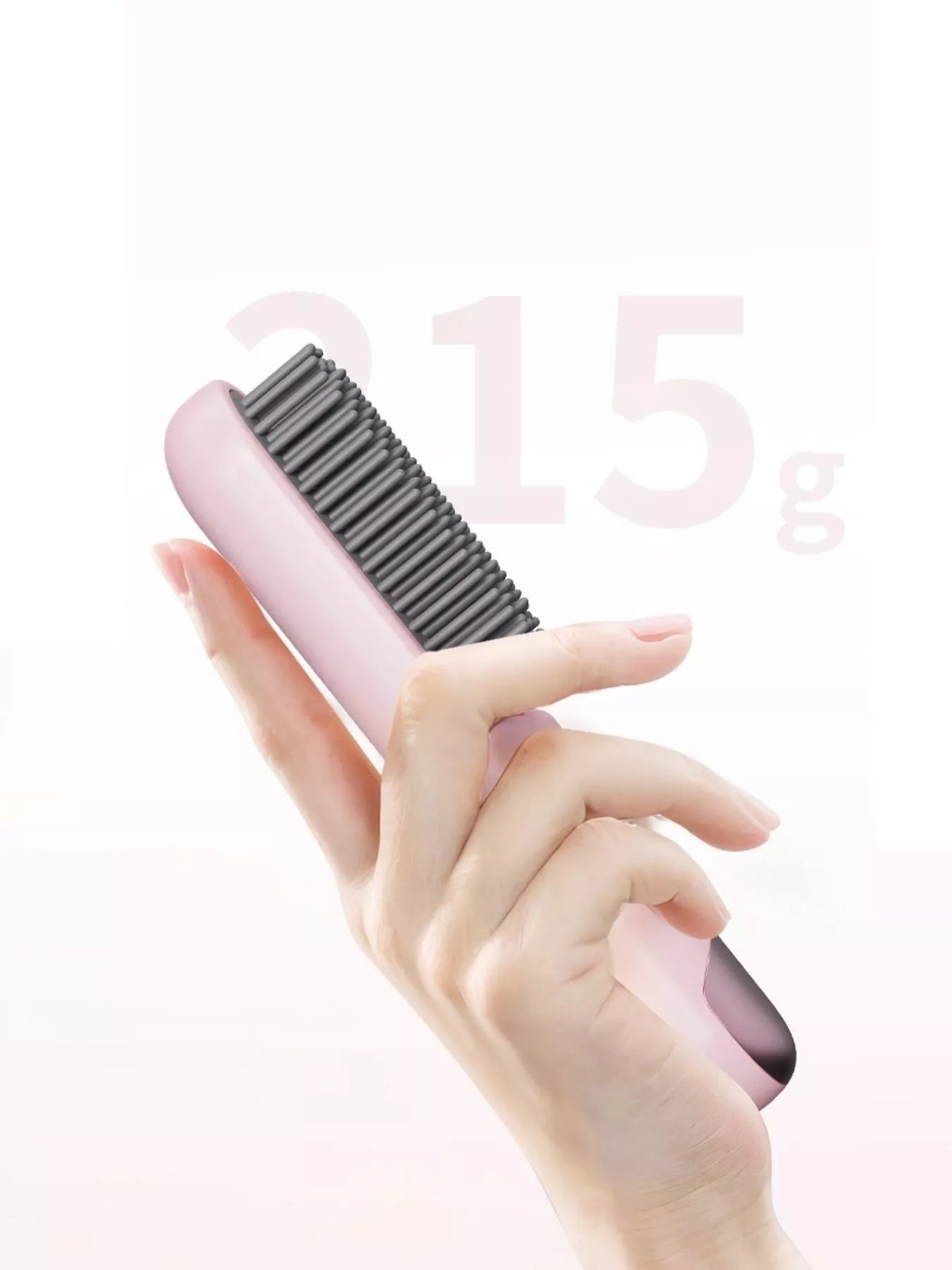 Pink portable heated straightening comb with temperature control by Trendsi, ideal for quick hairstyling on the go.