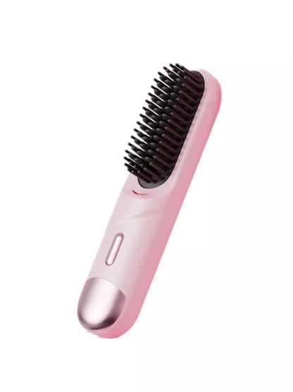 Pink portable heated straightening comb with temperature control from Trendsi, ideal for quick styling and hair smoothing.