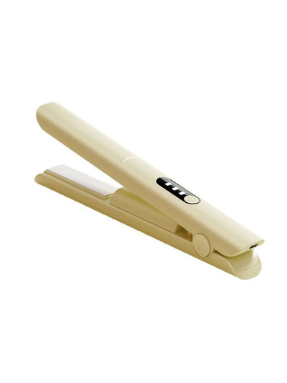Pink rechargeable hair straightener from Trendsi, compact and sleek for styling on the go.