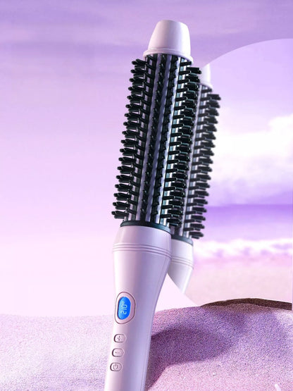 Pink and purple Trendsi fast heating hot air brush with European plug, designed for quick styling and smooth hair.