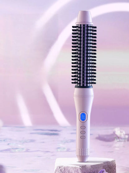 Pink and purple Trendsi fast heating hot air brush with European plug, designed for quick styling and hair drying.