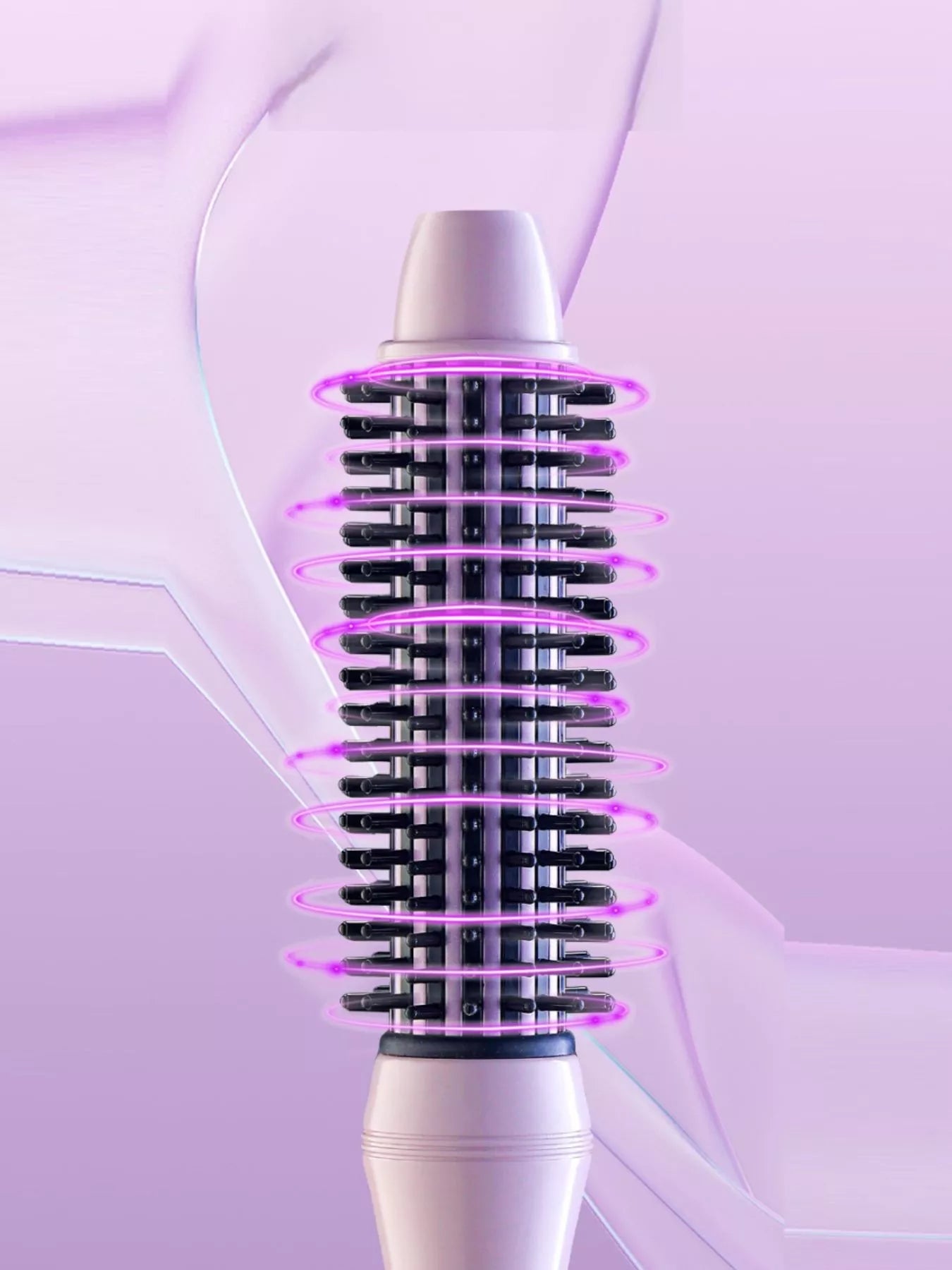 Trendsi pink and purple fast heating hot air brush with European plug for quick styling and hair drying.