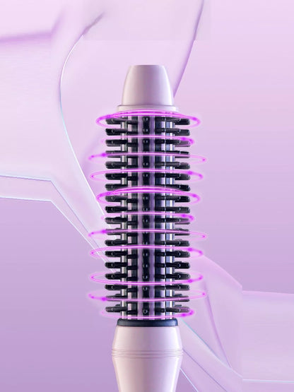 Trendsi pink and purple fast heating hot air brush with European plug for quick styling and hair drying.