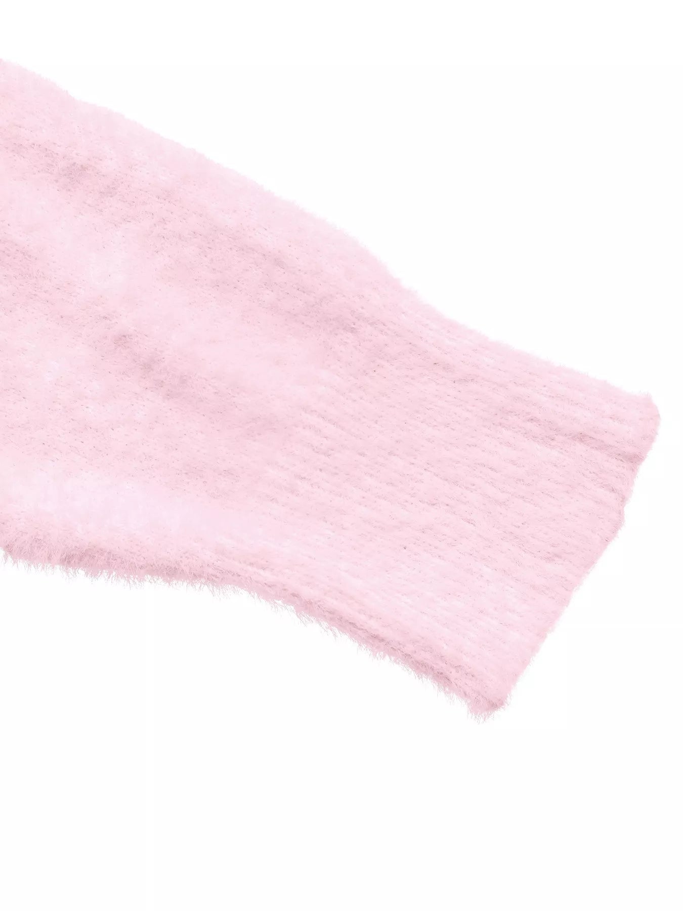 Pink fluffy long sleeve sweater by Trendsi, cozy knit top with a soft, plush texture and relaxed fit for casual wear.