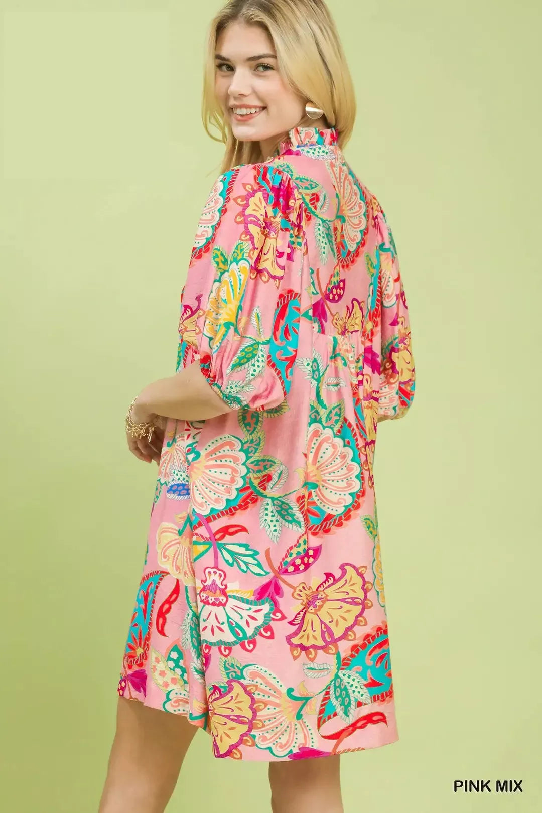 Pink Paisley Print Mini Dress by Umgee featuring a stylish, flowy design perfect for casual and summer occasions.