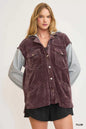 Plum Umgee Contrast Hooded Chenille Jacket with soft, textured fabric and adjustable drawstrings, stylish and cozy for casual wear.