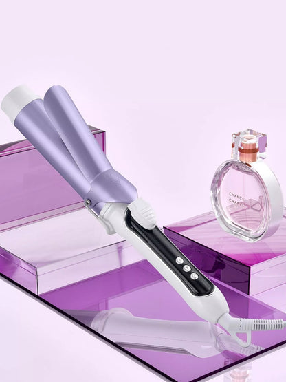 Purple automatic rotating ceramic curling iron by Trendsi with European plug, showcasing its sleek design and rotating barrel.