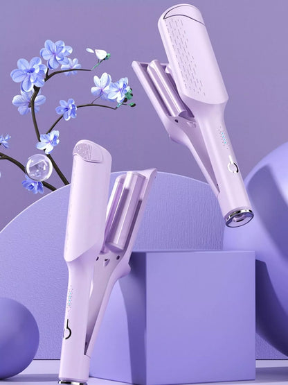 Purple Trendsi ceramic straightening comb with European plug, fast heating, and sleek design for smooth, straight hair.