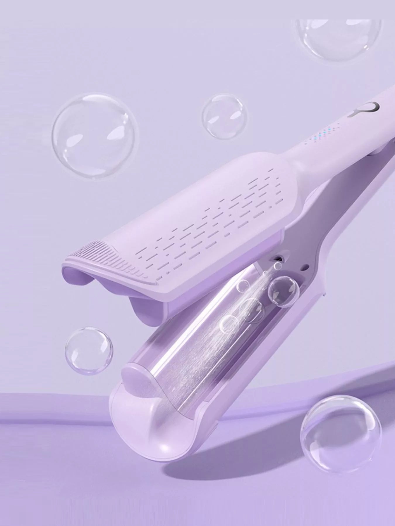 Purple Trendsi ceramic straightening comb with European plug, fast heating for smooth, straight hair styling.
