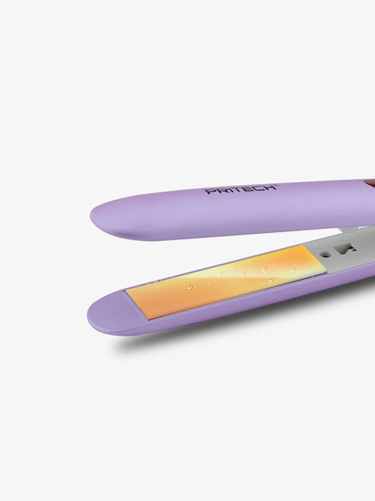 Trendsi purple fast heating hair straightener with European plug, smooth ceramic plates for sleek, straight hair styling.