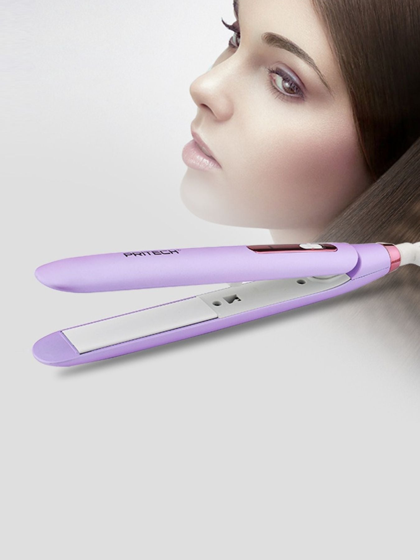 Purple Trendsi fast heating hair straightener with European plug and sleek design for quick styling.