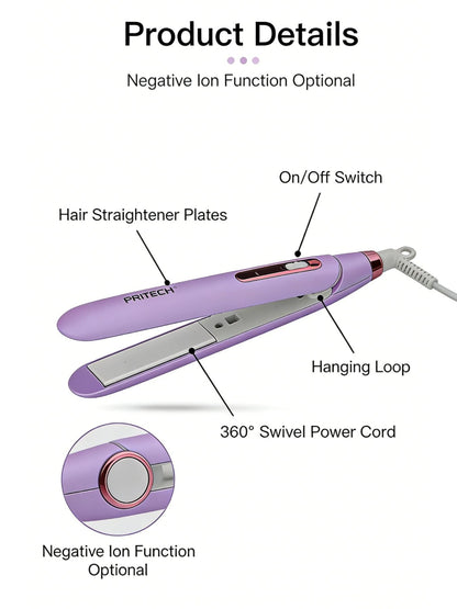 Purple Trendsi fast heating hair straightener with European plug, sleek design for quick and smooth styling.