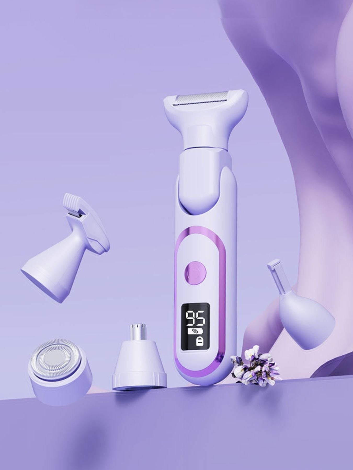 Purple Trendsi painless electric hair removal epilator with multiple attachments for smooth, effective hair removal.
