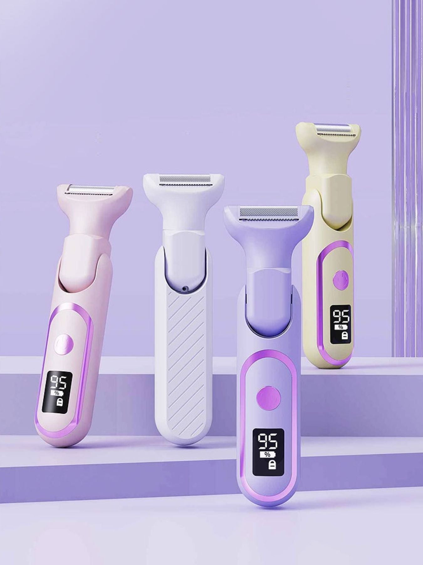 Purple Trendsi painless electric hair removal epilator with multiple attachment heads for safe, effective hair removal at home.