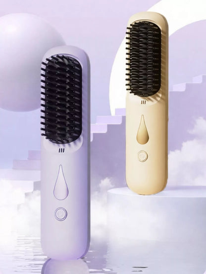 Purple portable heated hair straightening comb by Trendsi, with adjustable temperature and ergonomic design for easy styling.